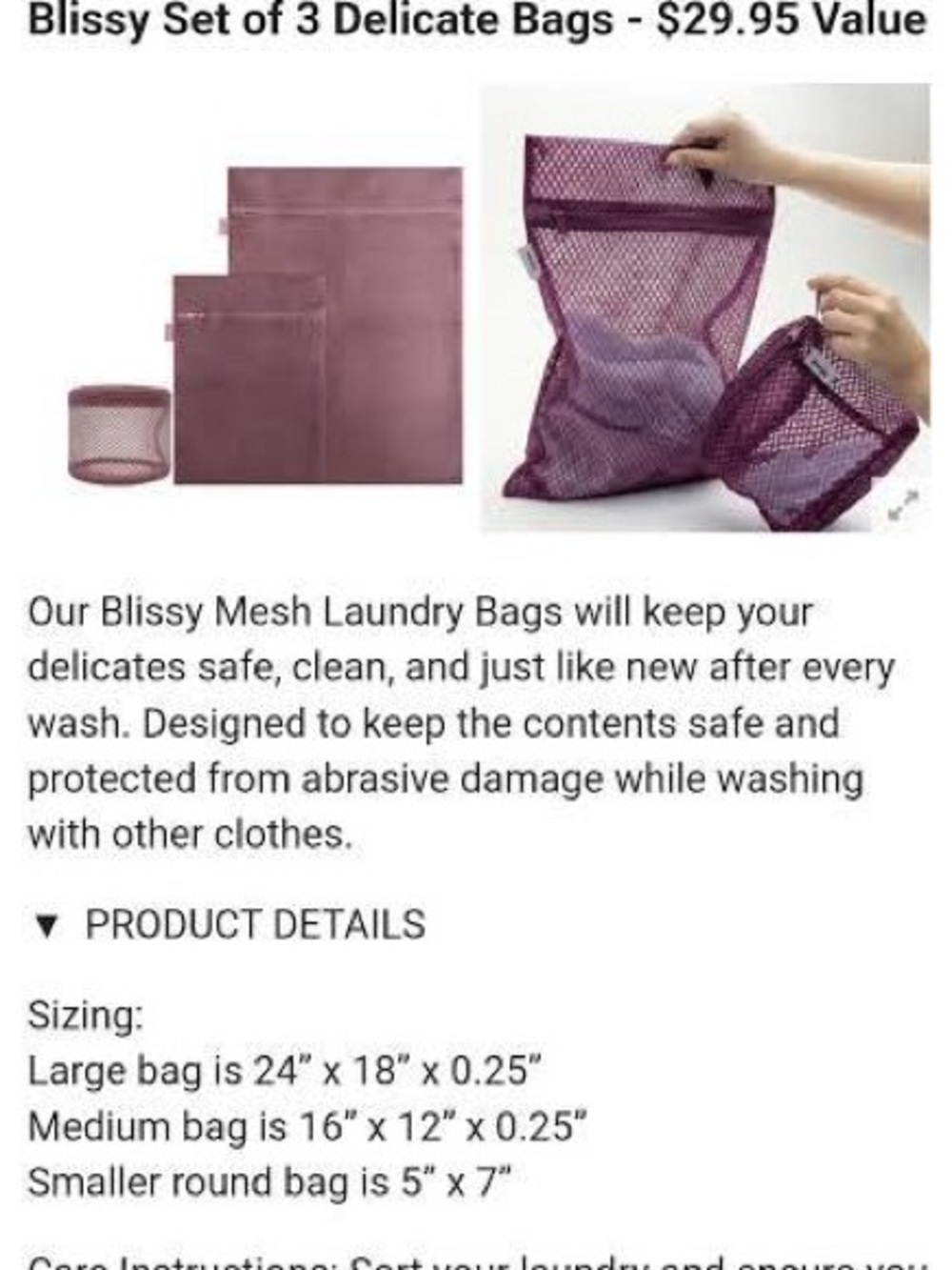 Bliss Mesh Delicate Laundry Bags Set - Plum